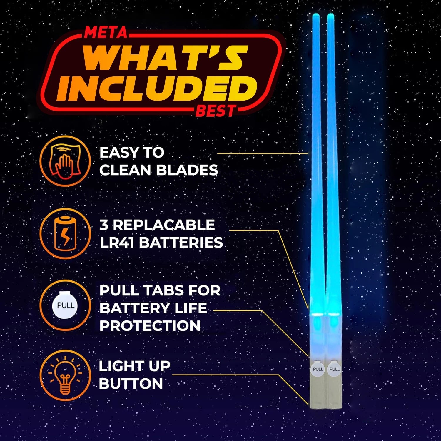 LED Lightsaber Chopsticks - Reusable, Colourful