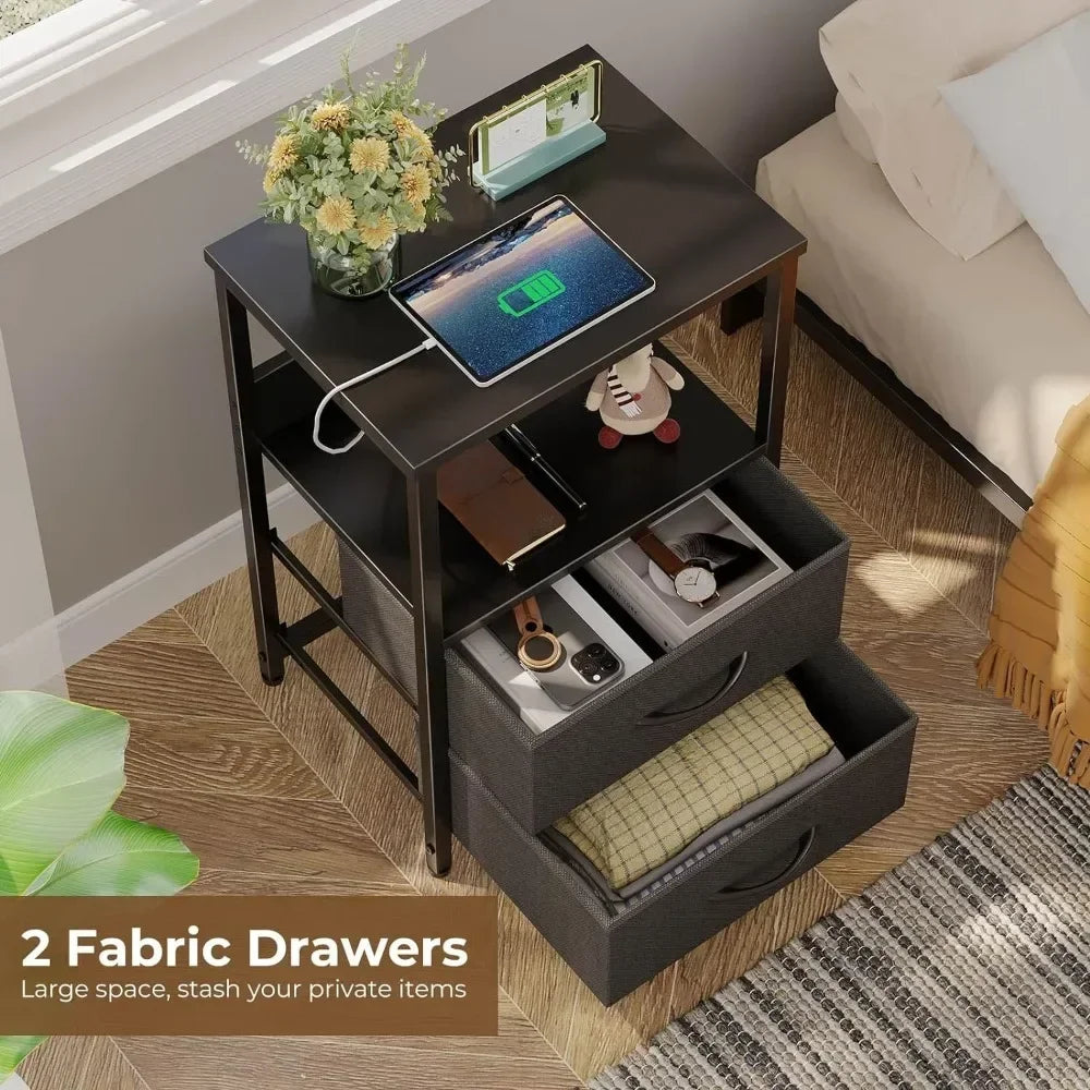 LED Nightstand with Charging Station