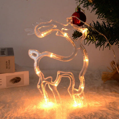 LED Snowflake Santa Deer Window Decor