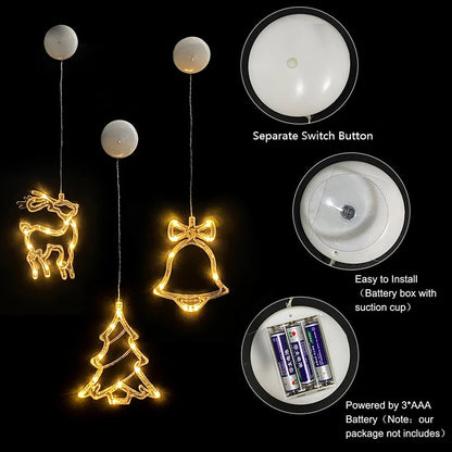 LED Snowflake Santa Deer Window Decor