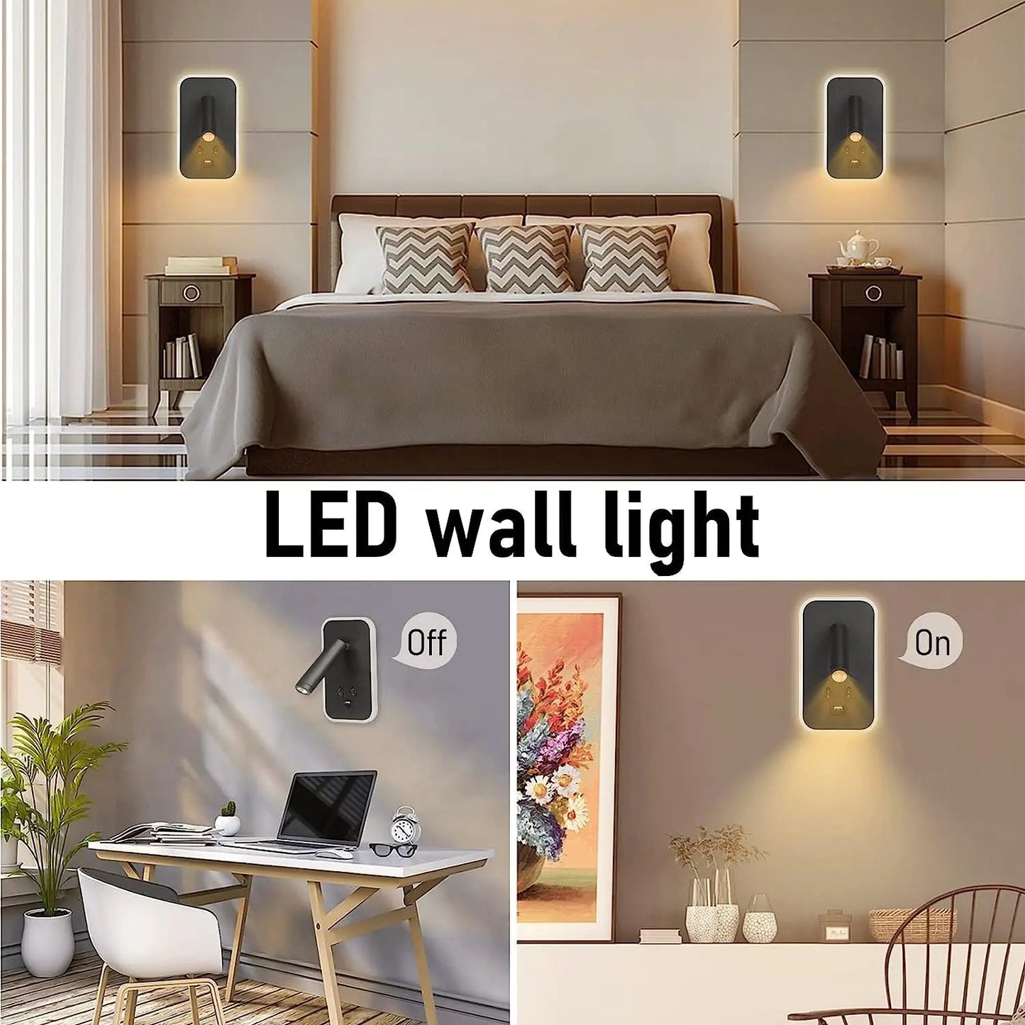 LED Wall Lamp with USB Port