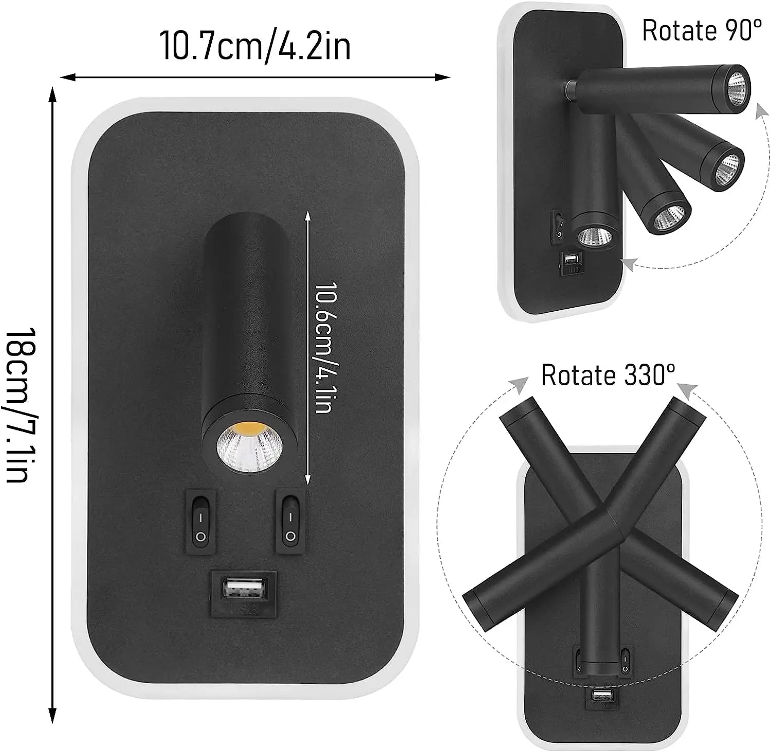 LED Wall Lamp with USB Port