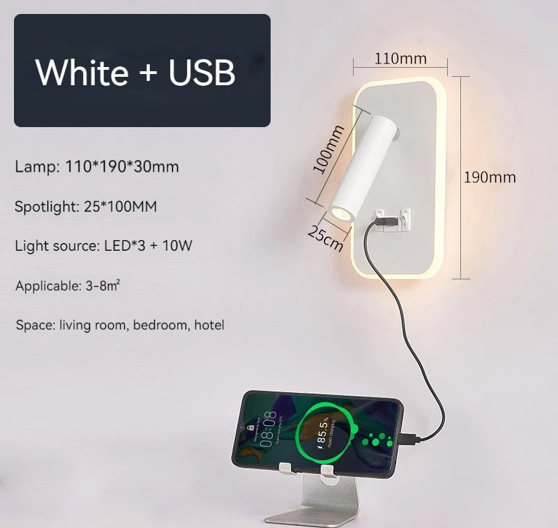 LED Wall Lamp with USB Port