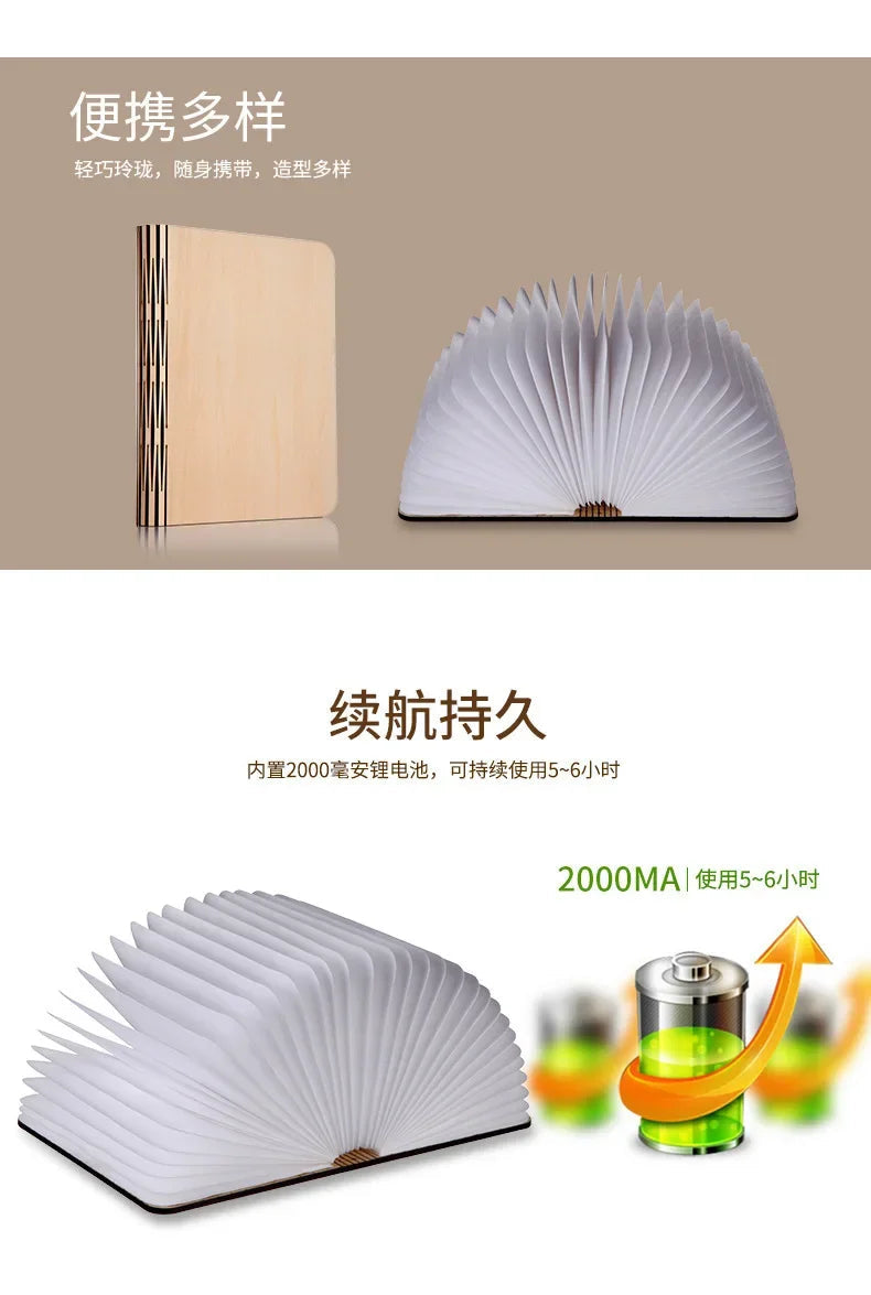 LED Wooden Book Light RGB Decor