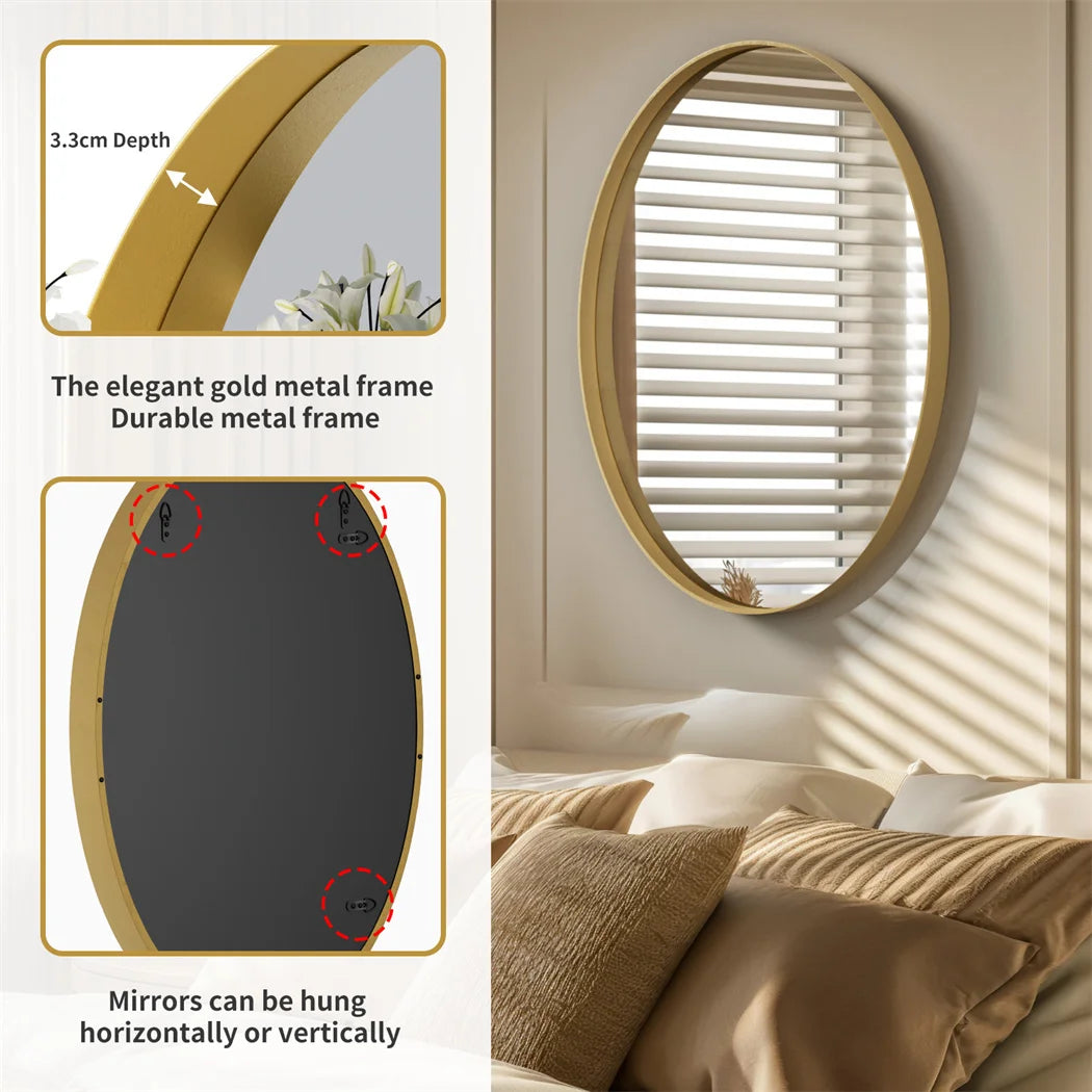 LUVODI Brushed Gold Oval Mirror