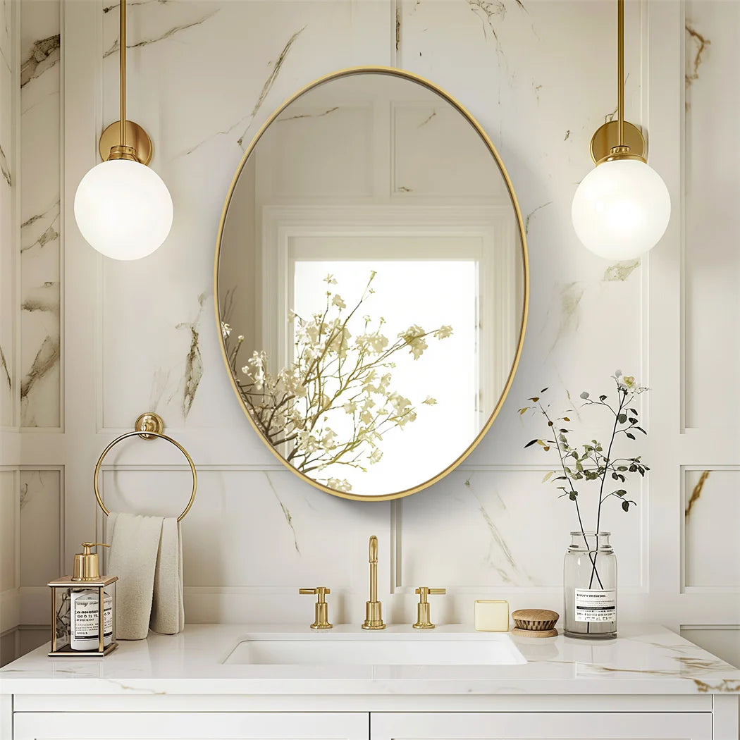 LUVODI Brushed Gold Oval Mirror