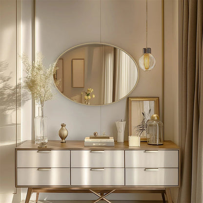 LUVODI Brushed Gold Oval Mirror