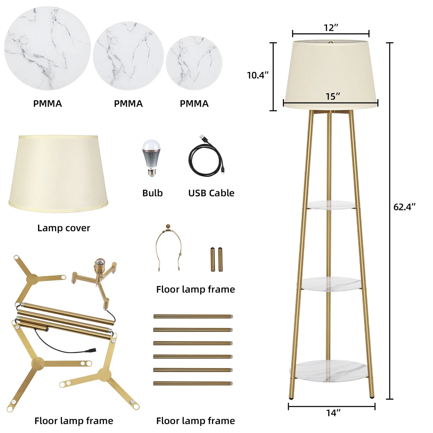 LUVODI Modern Tripod LED Floor Lamp