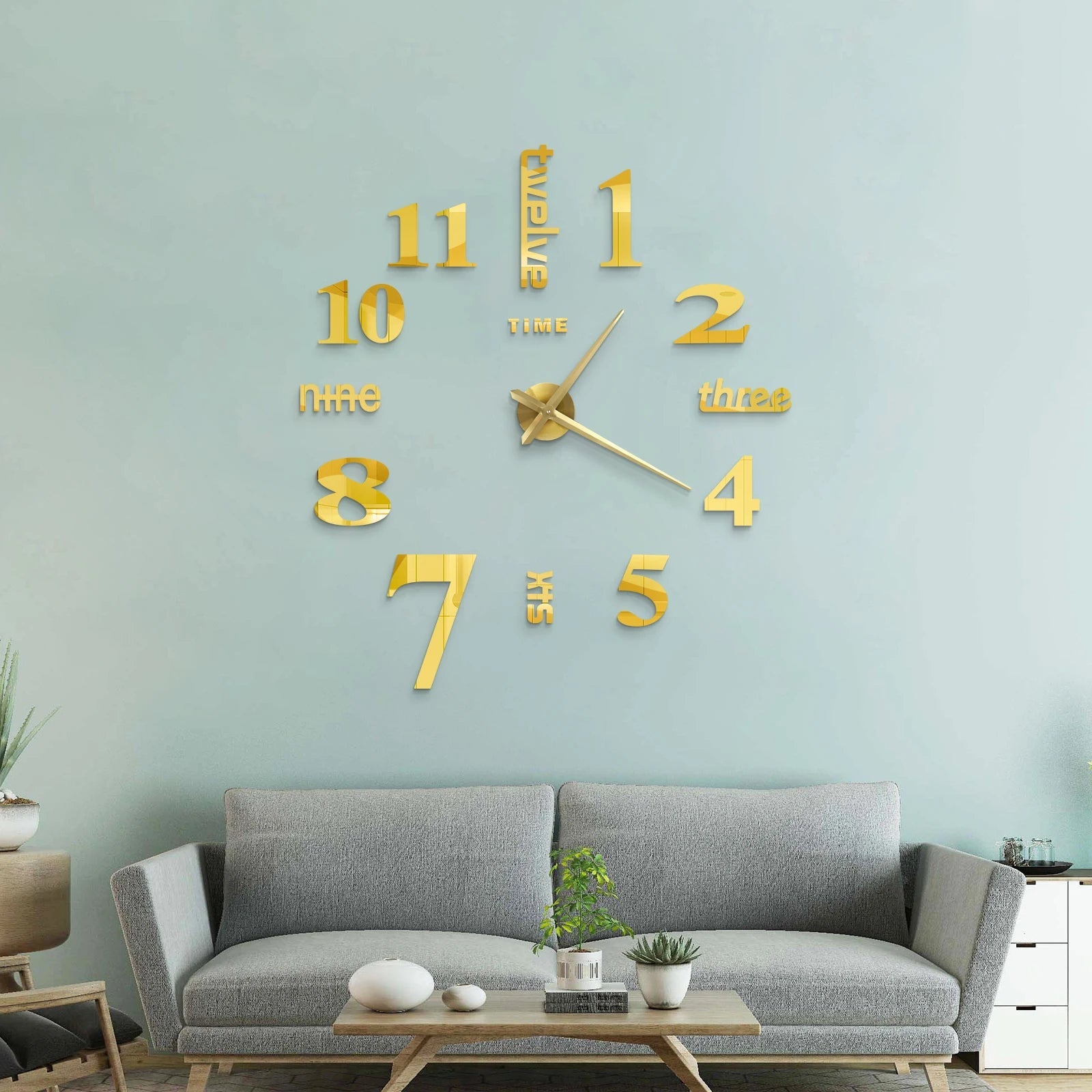 Large 3D Acrylic Mirror Wall Clock