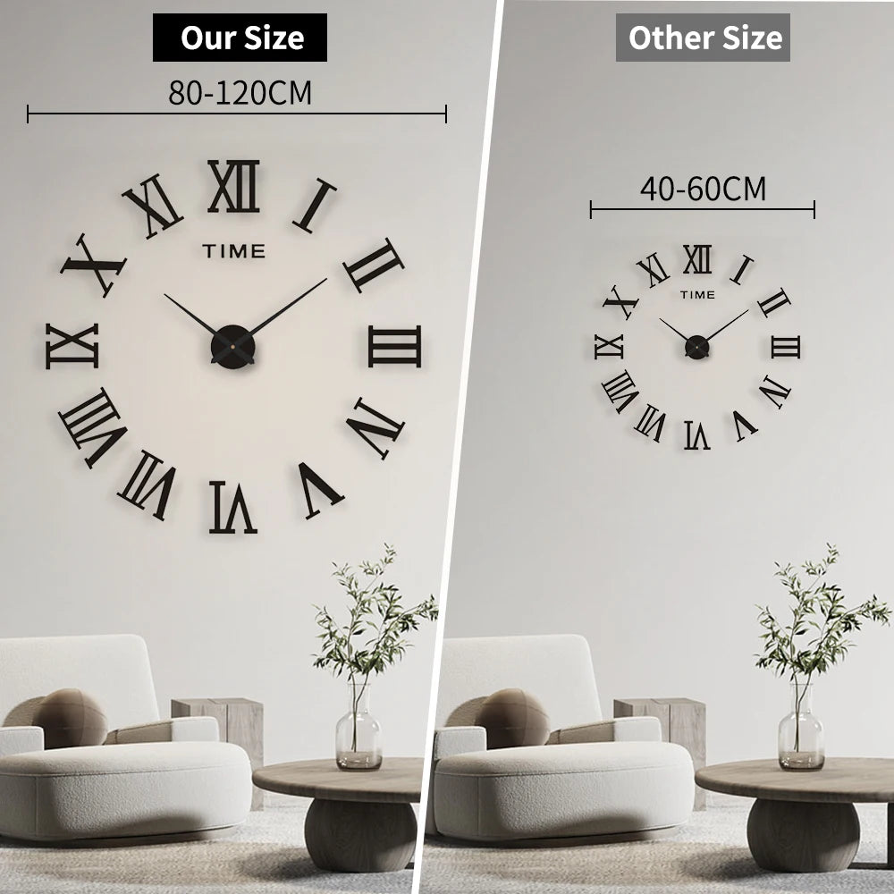 Large 3D Acrylic Mirror Wall Clock