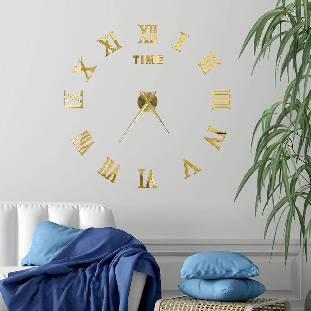 Large 3D Acrylic Mirror Wall Clock