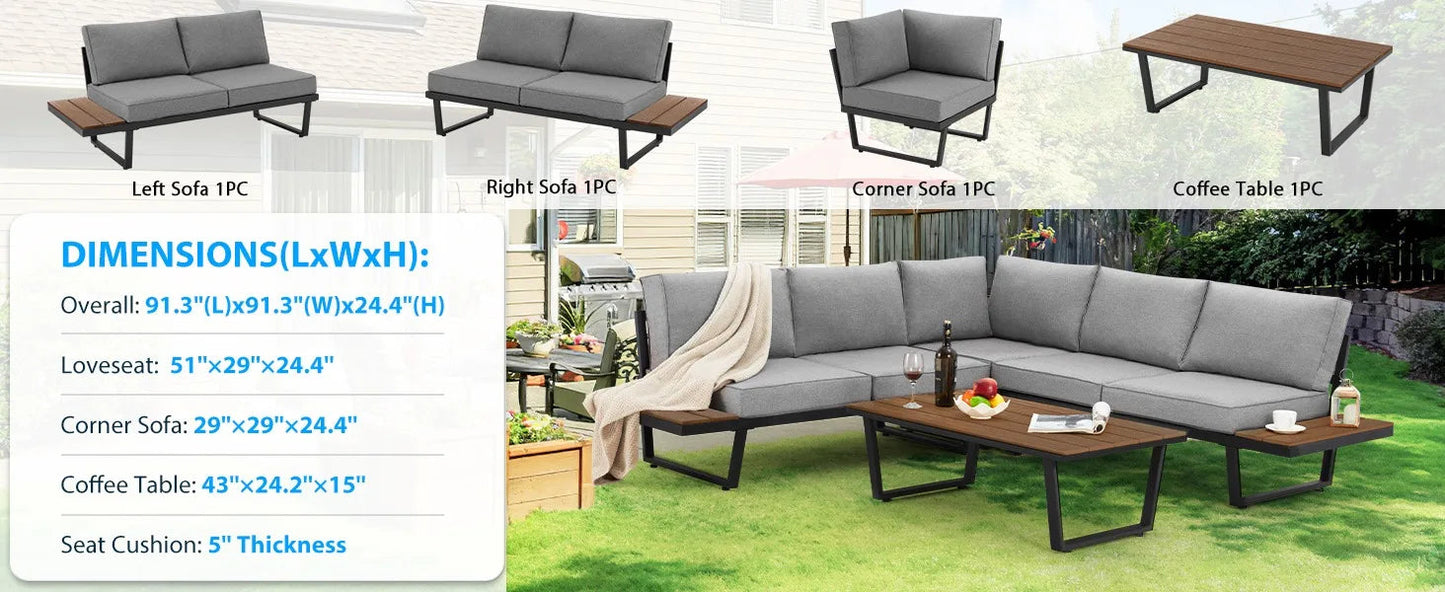 Large L-Shaped Outdoor Sofa Set