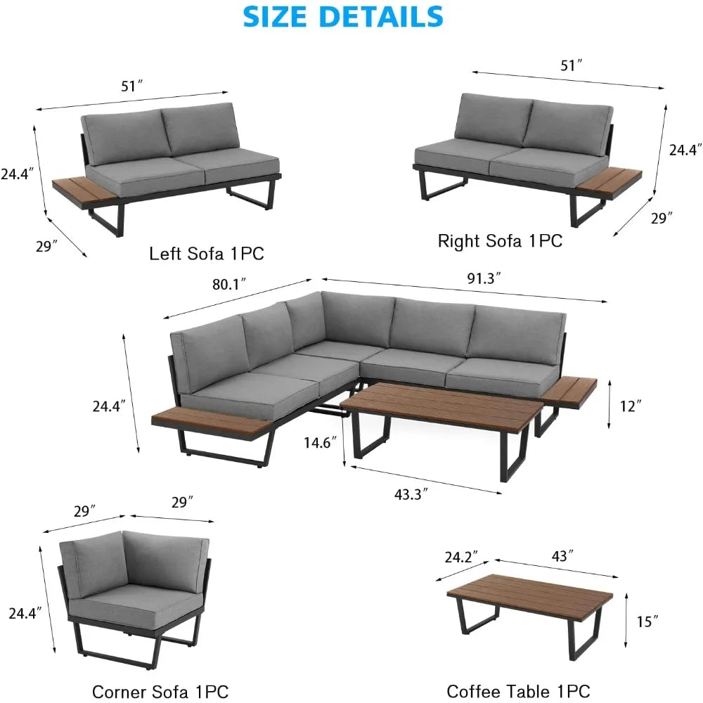 Large L-Shaped Outdoor Sofa Set