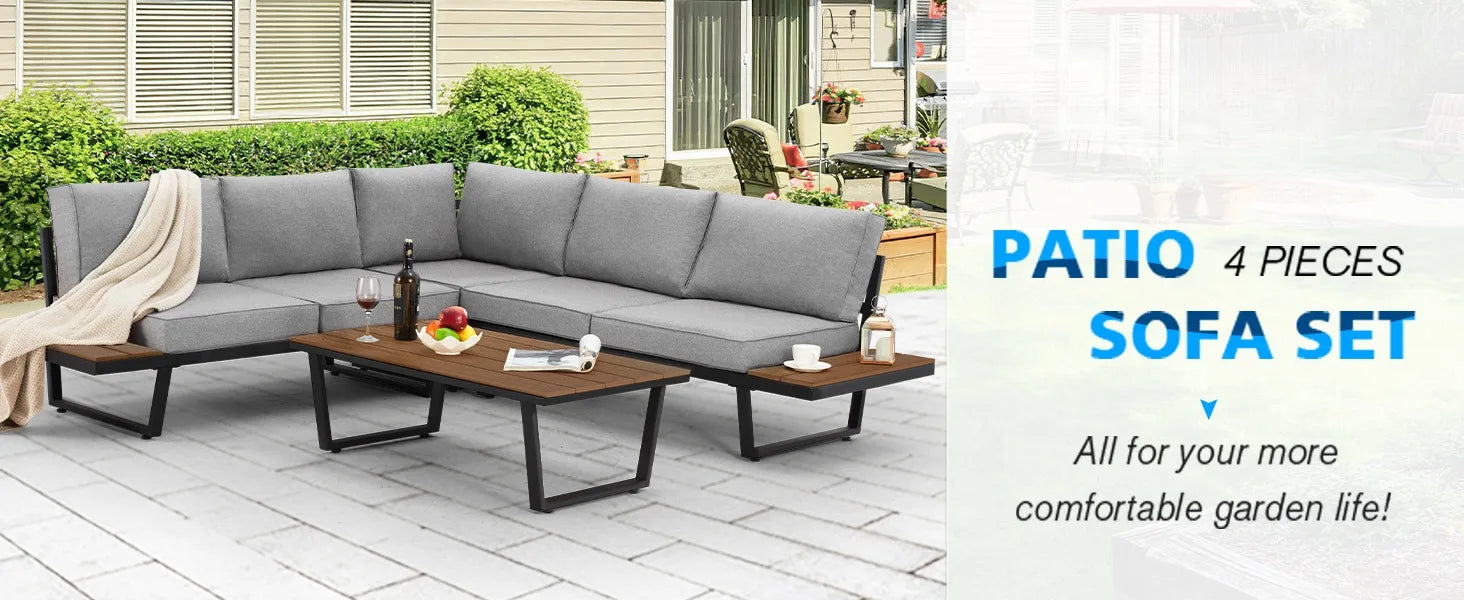 Large L-Shaped Outdoor Sofa Set