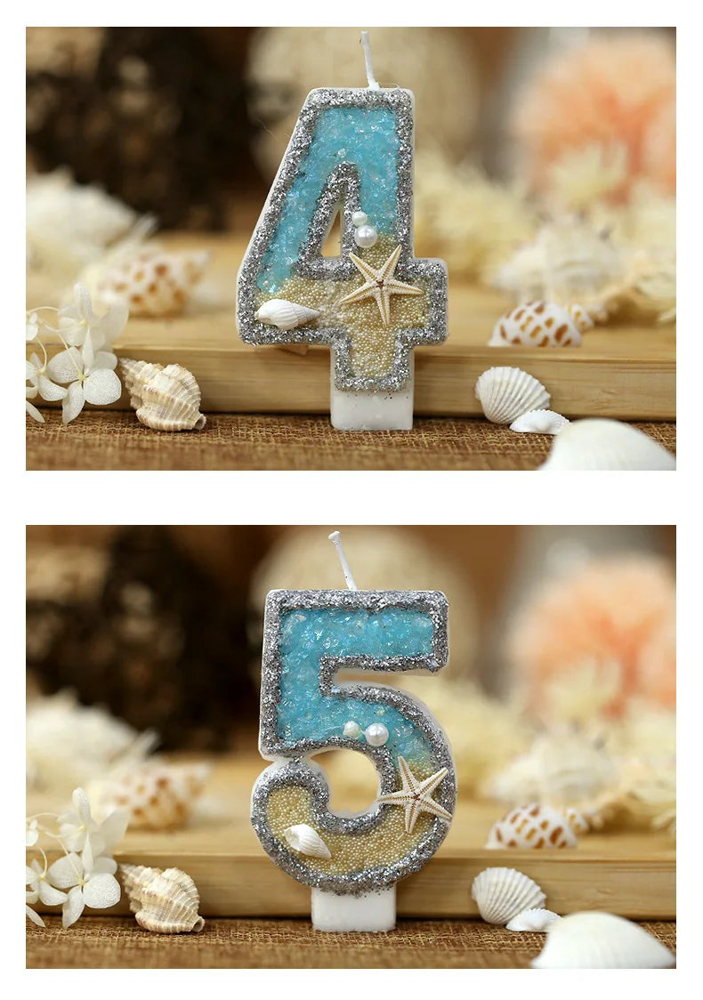 Large Number 4 Marine Cake Candle