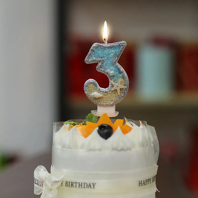 Large Number 4 Marine Cake Candle