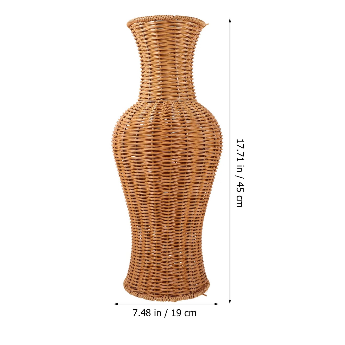 Large Rustic Rattan Floor Vase