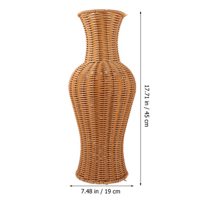 Large Rustic Rattan Floor Vase