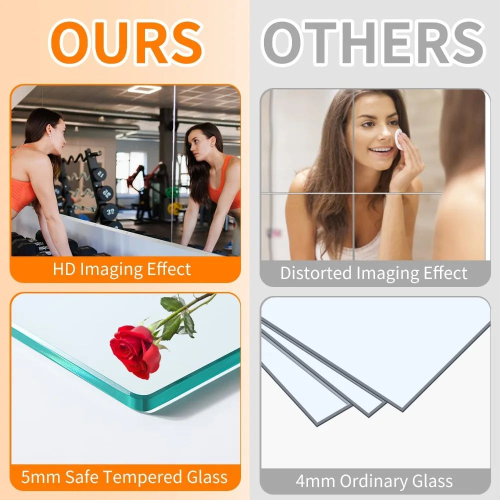 Large Tempered Glass Home Gym Mirror