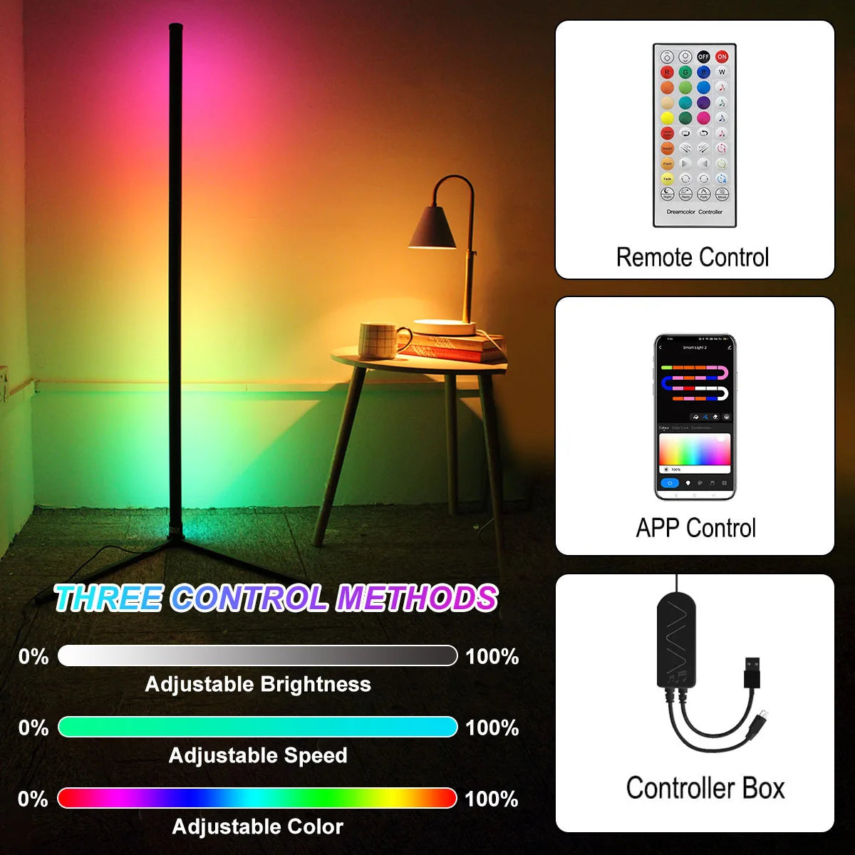 Leclstar 160cm RGB Dimmable Floor Lamp