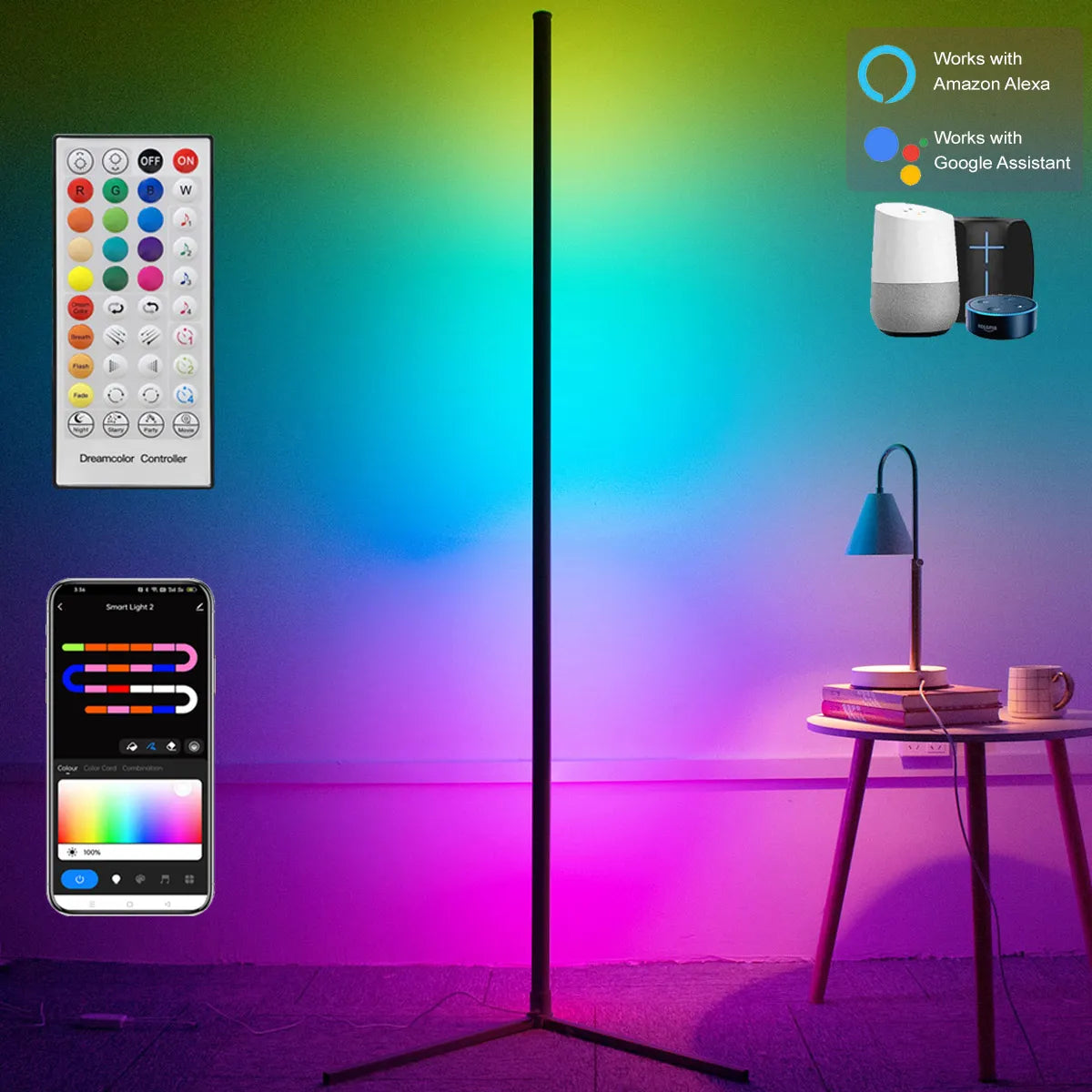 Leclstar 160cm RGB Dimmable Floor Lamp