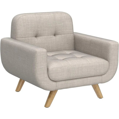 Light Beige Linen Accent Armchair