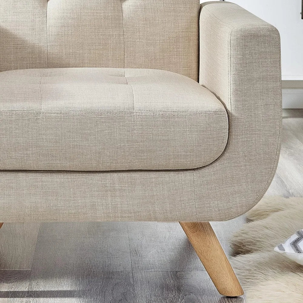 Light Beige Linen Accent Armchair