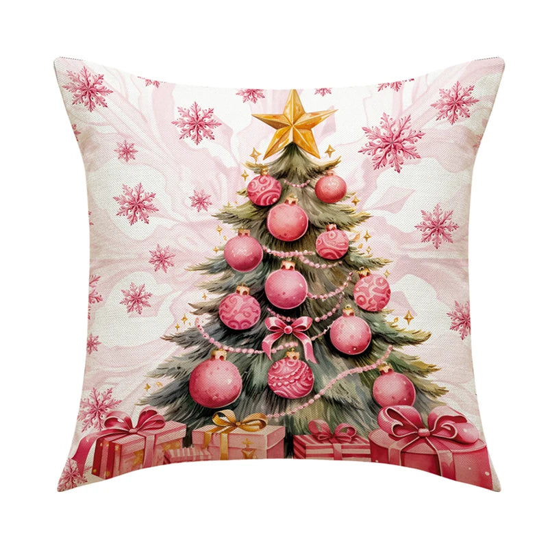 Linen Merry Christmas Pillow Cover 45x45cm