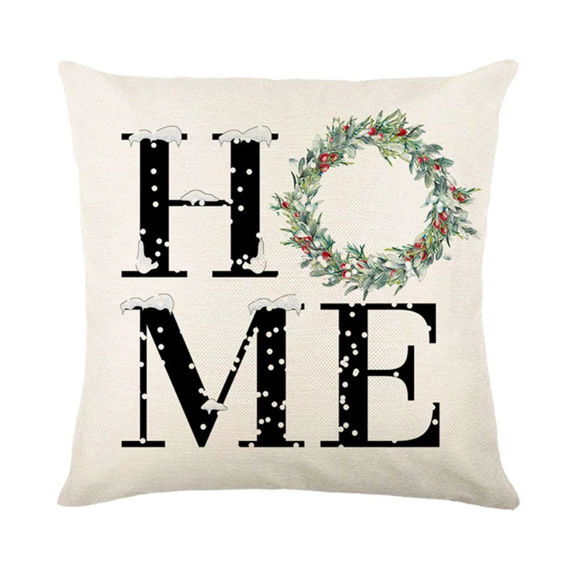 Linen Merry Christmas Pillow Cover 45x45cm