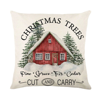 Linen Merry Christmas Pillow Cover 45x45cm