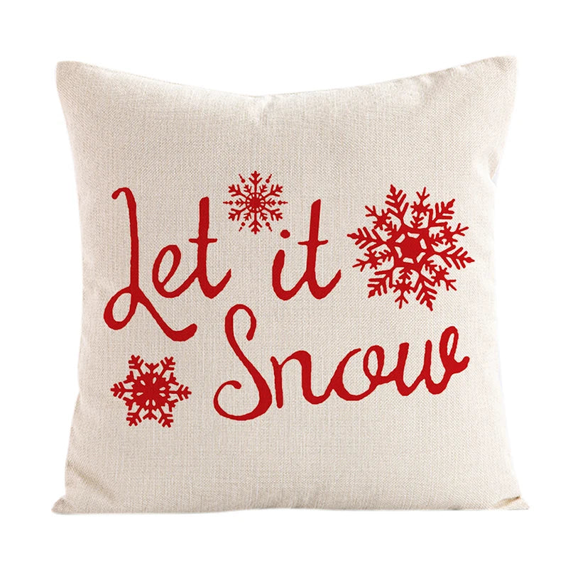 Linen Merry Christmas Pillow Cover 45x45cm