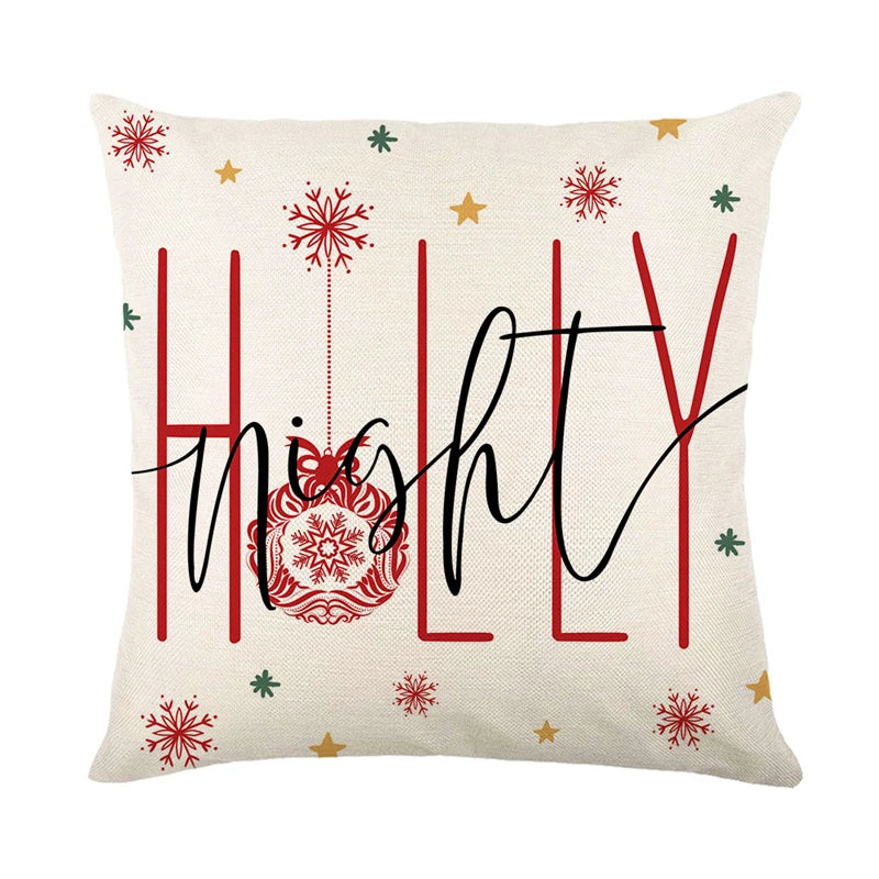 Linen Merry Christmas Pillow Cover 45x45cm