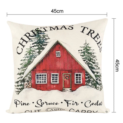 Linen Merry Christmas Pillow Cover 45x45cm