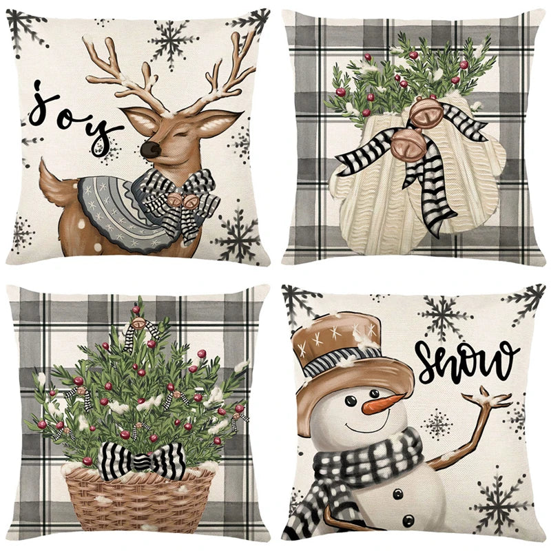 Linen Merry Christmas Pillow Cover 45x45cm