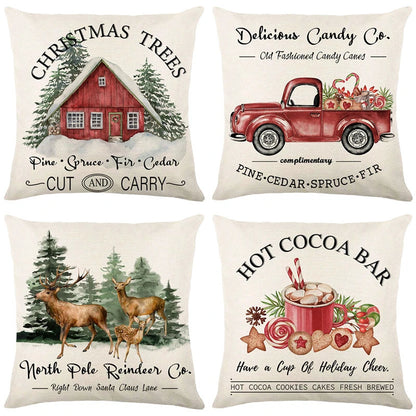 Linen Merry Christmas Pillow Cover 45x45cm