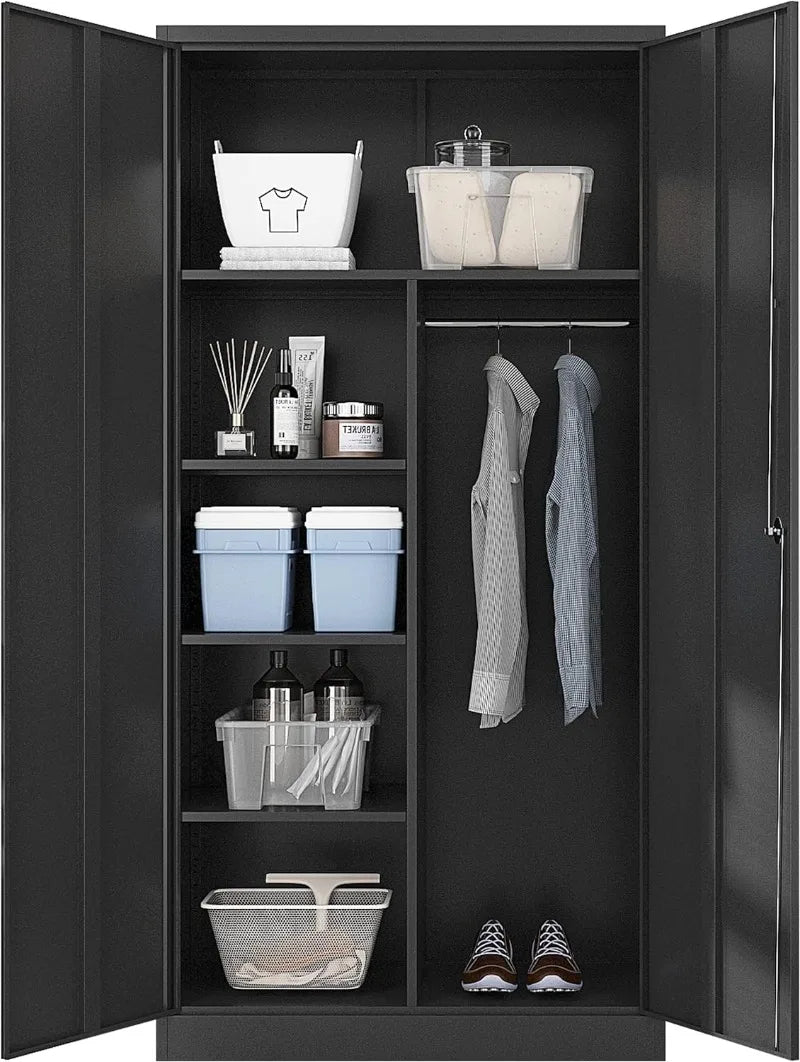 Lockable Black Metal Storage Cabinet