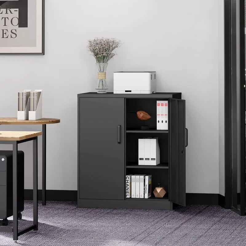 Lockable Black Metal Storage Cabinet