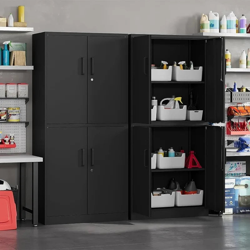 Lockable Black Metal Storage Cabinet