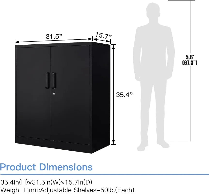 Lockable Black Metal Storage Cabinet