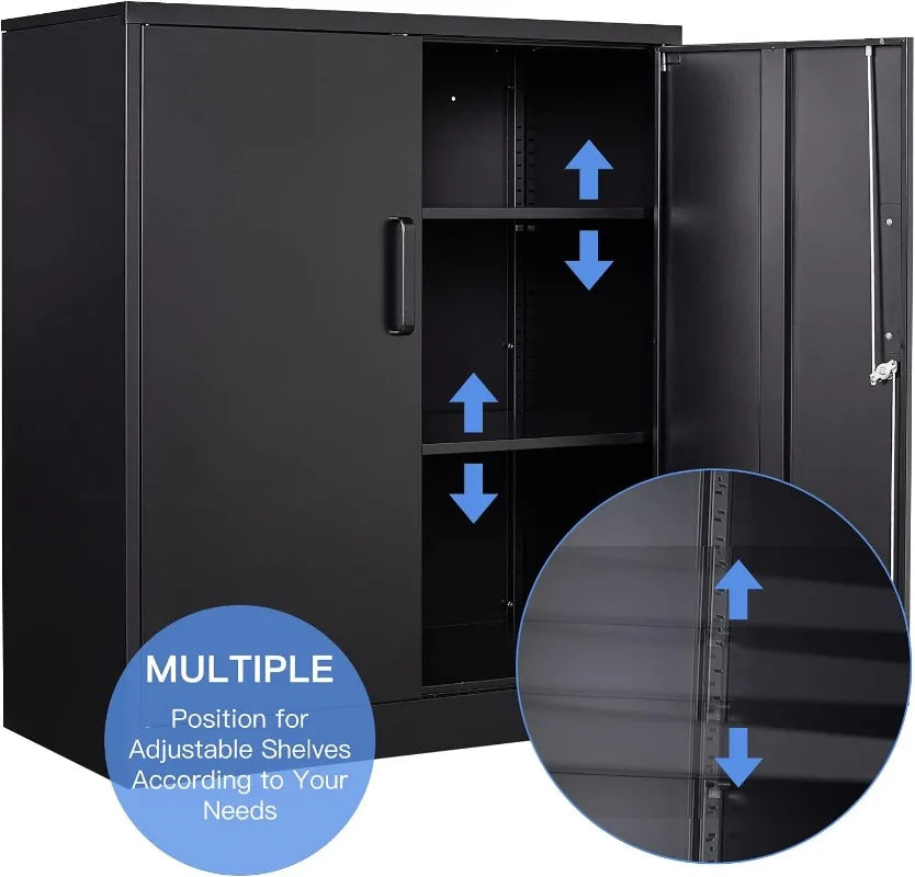 Lockable Black Metal Storage Cabinet