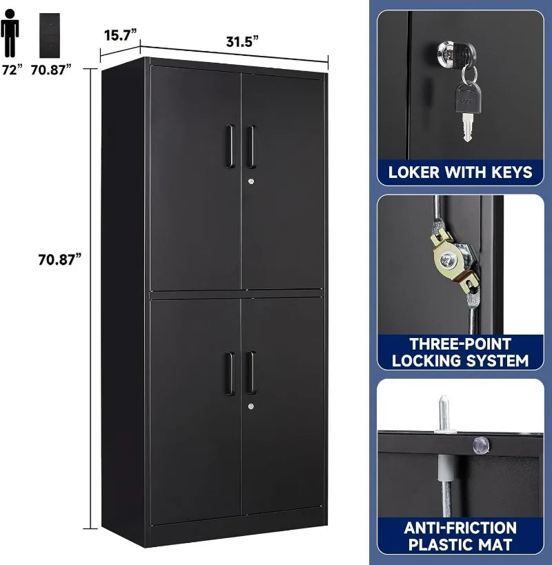 Lockable Black Metal Storage Cabinet