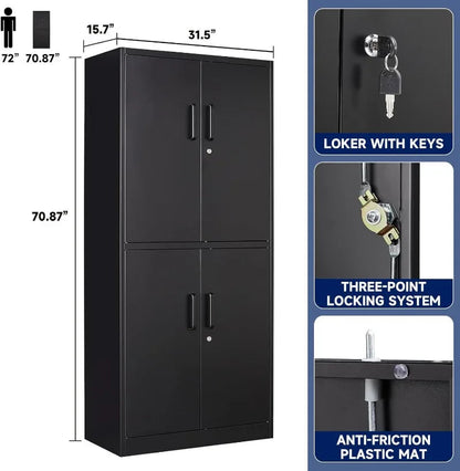 Lockable Black Metal Storage Cabinet