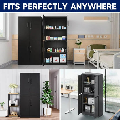 Lockable Black Metal Storage Cabinet