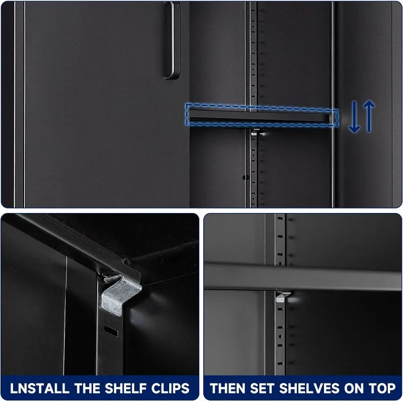 Lockable Black Metal Storage Cabinet