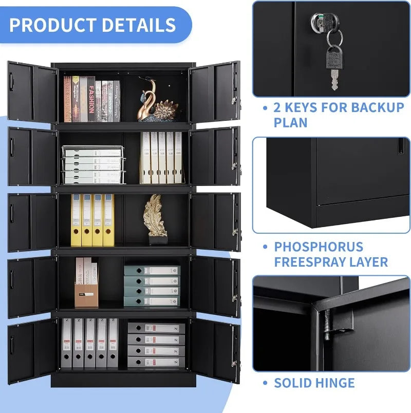 Lockable Black Metal Storage Cabinet