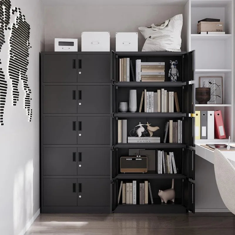 Lockable Black Metal Storage Cabinet