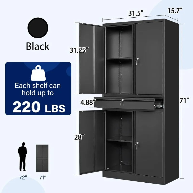 Lockable Black Metal Storage Cabinet