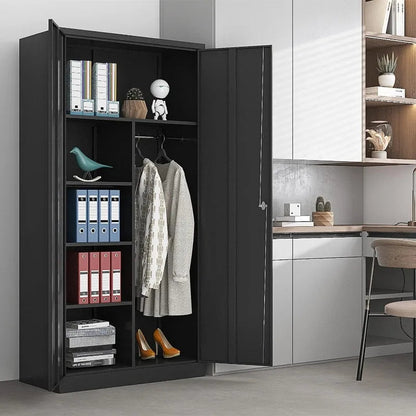 Lockable Black Metal Storage Cabinet