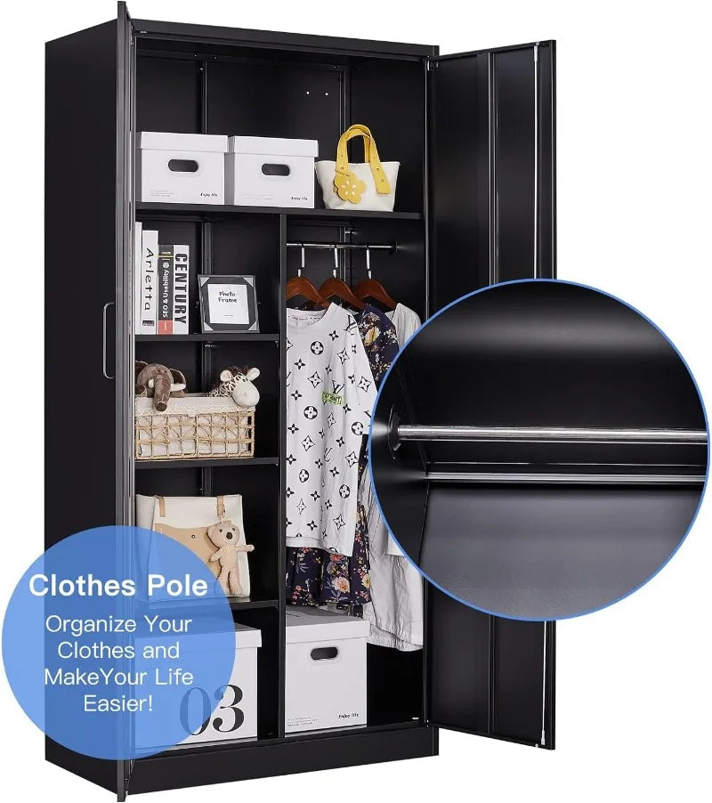 Lockable Black Metal Storage Cabinet