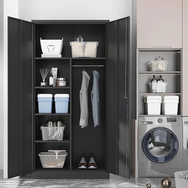 Lockable Black Metal Storage Cabinet